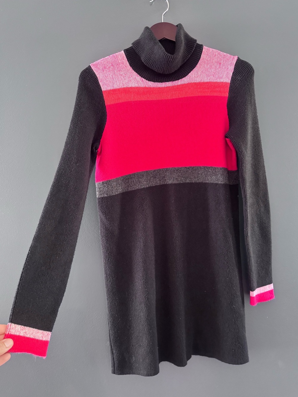 Free People "Winter Break" Colorblock Turtleneck Sweater Dress Woman’s XS xsmall